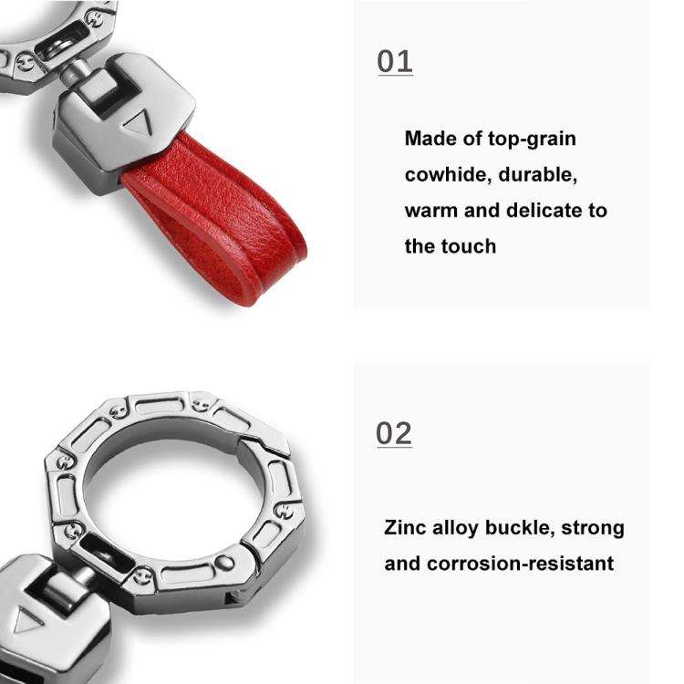 Hallmo Business Zinc Alloy Top-Layer Cowhide Key Chain Car Key Anti-Lost Pendant(Brown)
