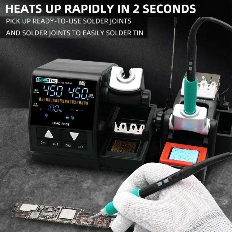 SUGON T60+TJ8+210/115 Handle+I/K/IS Tips x 6 Precision Soldering Station Soldering Iron Set Cell ...
