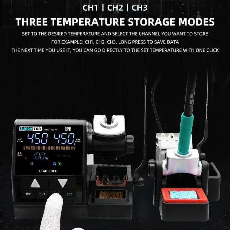 SUGON T60+TJ8+210/115 Handle+I/K/IS Tips x 6 Precision Soldering Station Soldering Iron Set Cell ...