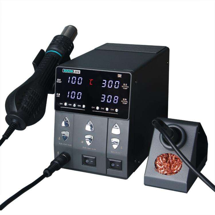 SUGON 202 2 In 1 Soldering Iron Dual Display Cell Phone Repair Hot Air Thermostat Soldering Stati...