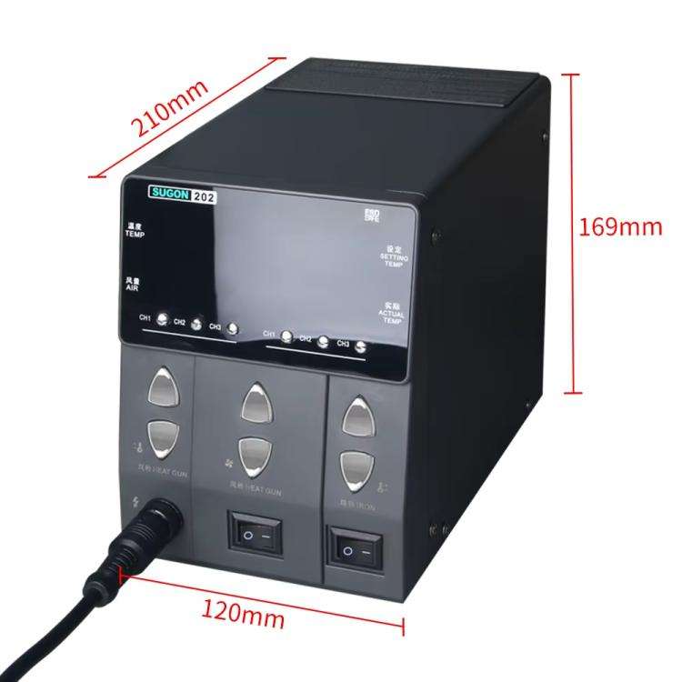 SUGON 202 2 In 1 Soldering Iron Dual Display Cell Phone Repair Hot Air Thermostat Soldering Stati...