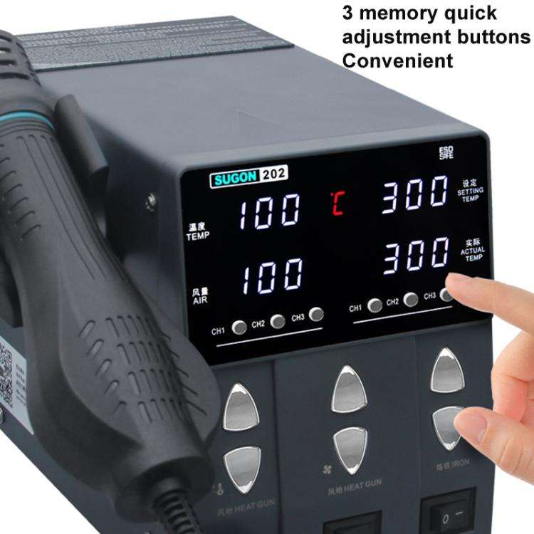SUGON 202 2 In 1 Soldering Iron Dual Display Cell Phone Repair Hot Air Thermostat Soldering Stati...