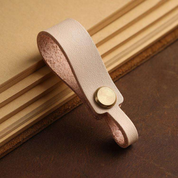 Hallmo Universal Cowhide Handmade Lanyard Keychain Car Remote Control Pendant(Skin-color)