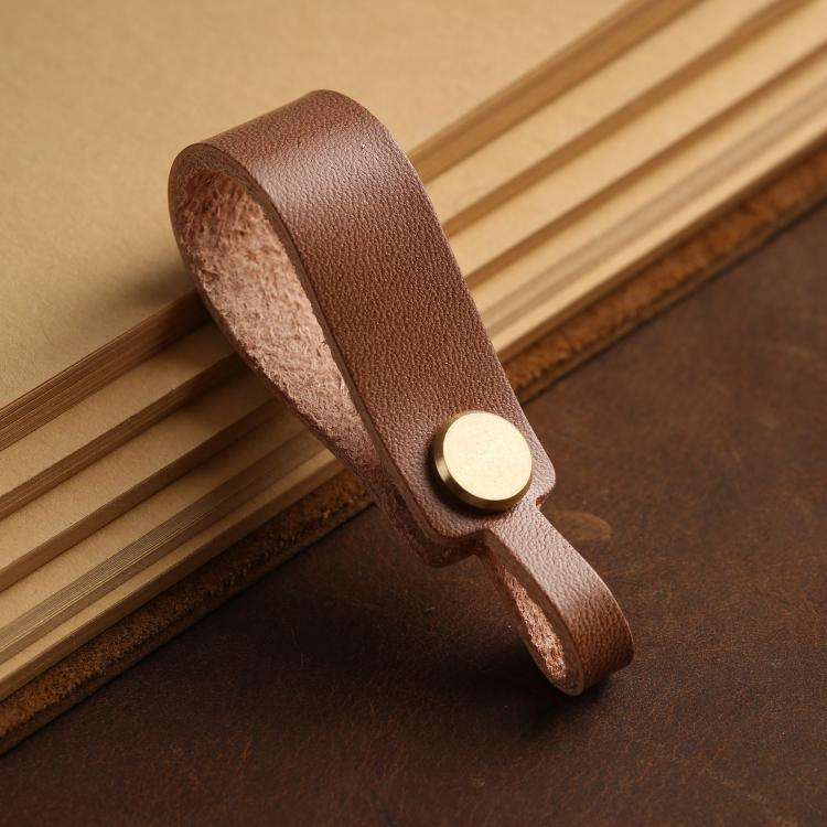 Hallmo Universal Cowhide Handmade Lanyard Keychain Car Remote Control Pendant(Brown)