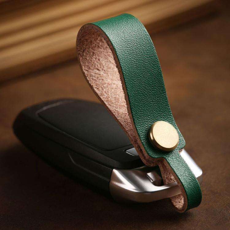Hallmo Universal Cowhide Handmade Lanyard Keychain Car Remote Control Pendant(Brown)