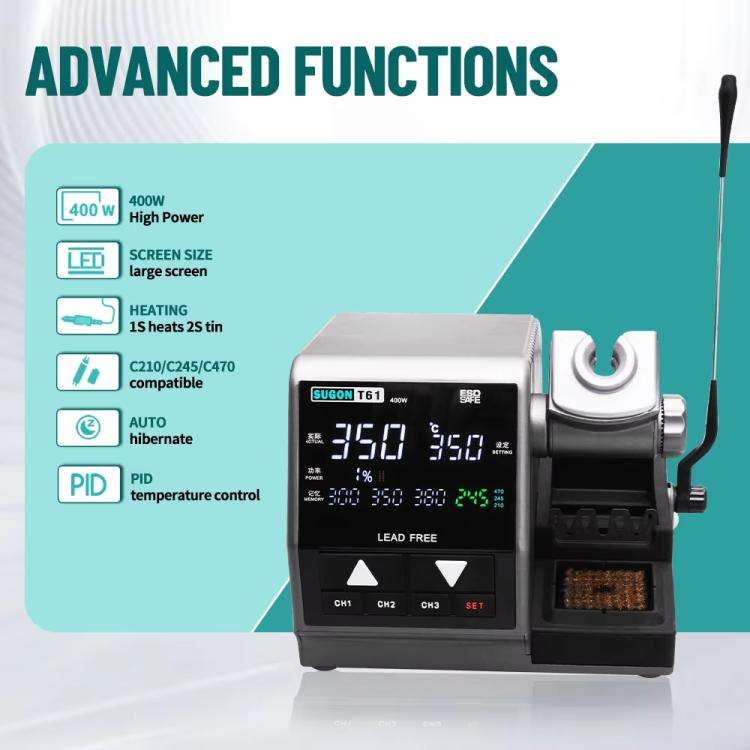 SUGON T61+T245 Handle+245 Tips x 3 Precision Soldering Station 400W High Power Soldering Iron(US ...