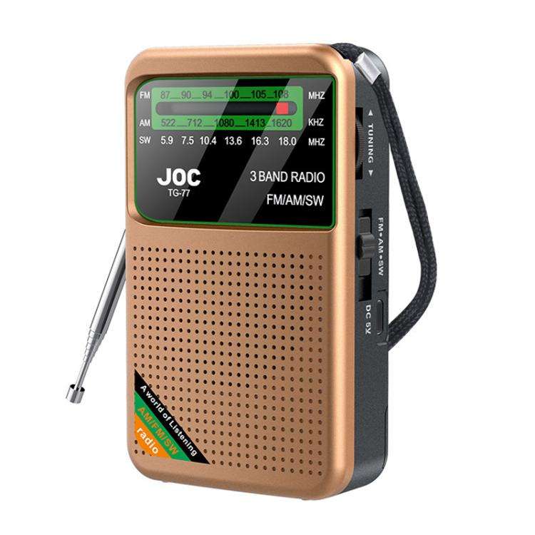 JOC TG-77 Mini FM / AM / SW Portable Full-Band Full-Channel Radio(Gold)