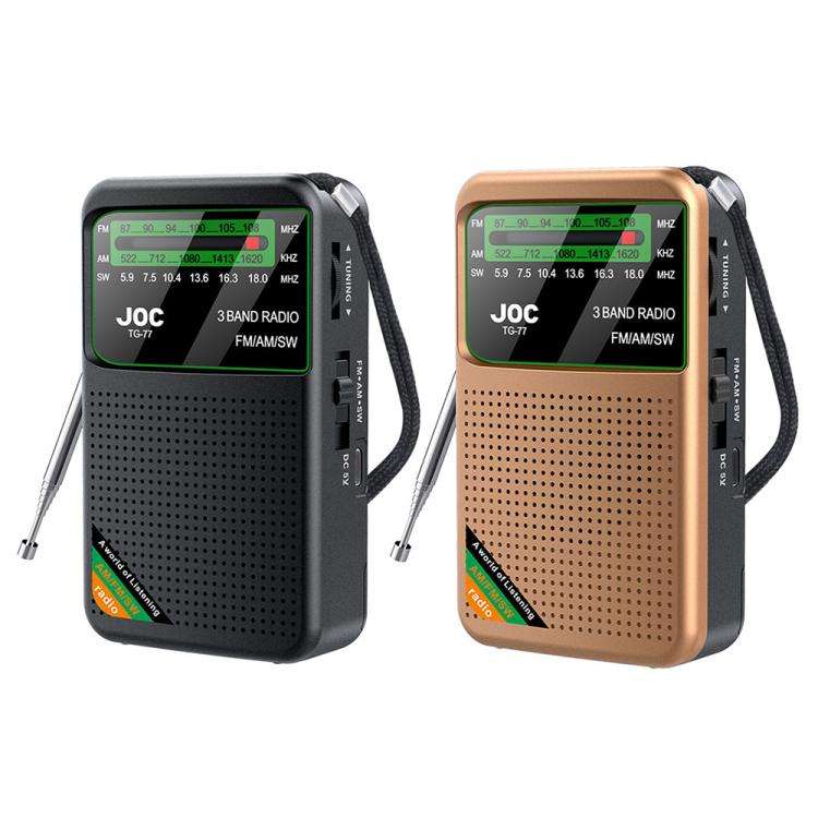 JOC TG-77 Mini FM / AM / SW Portable Full-Band Full-Channel Radio(Gold)