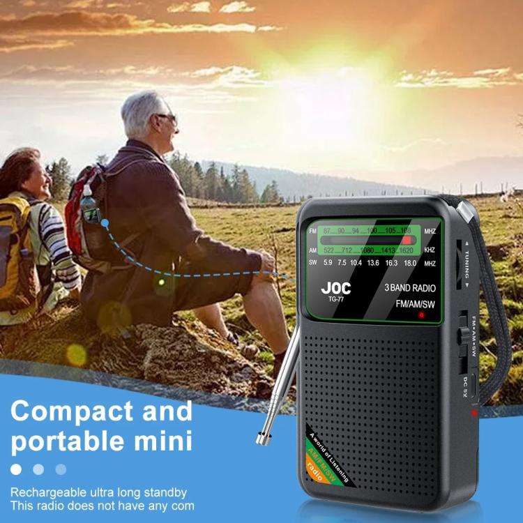 JOC TG-77 Mini FM / AM / SW Portable Full-Band Full-Channel Radio(Gold)