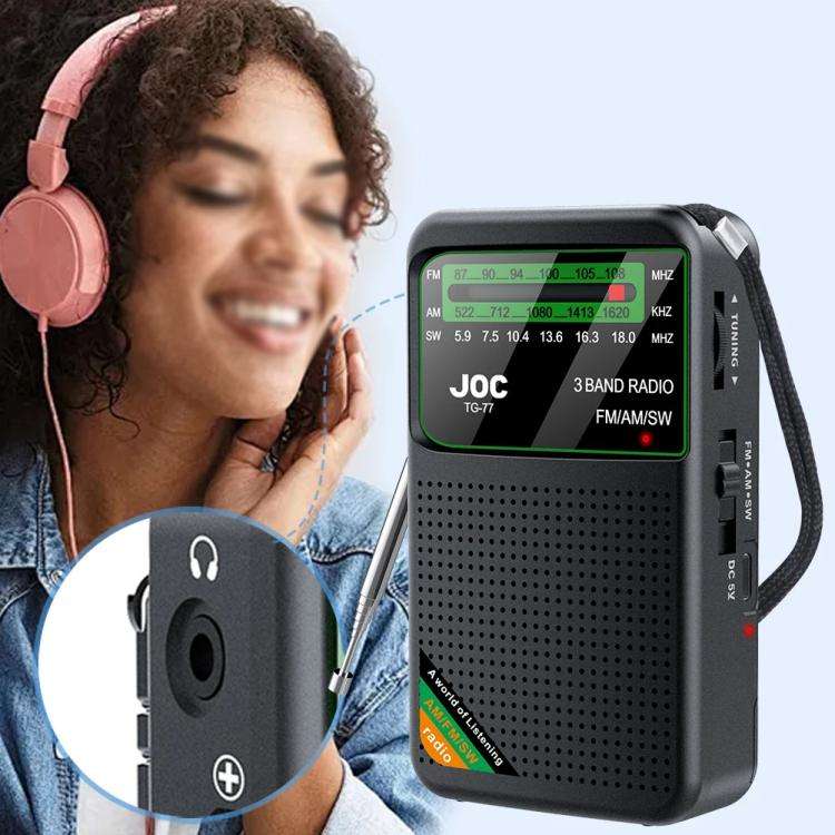 JOC TG-77 Mini FM / AM / SW Portable Full-Band Full-Channel Radio(Gold)