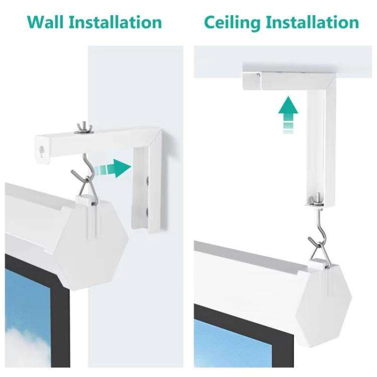 Universal Projector Screen Ceiling Mount Wall Hanger L-shaped Adjustable Bracket(White)