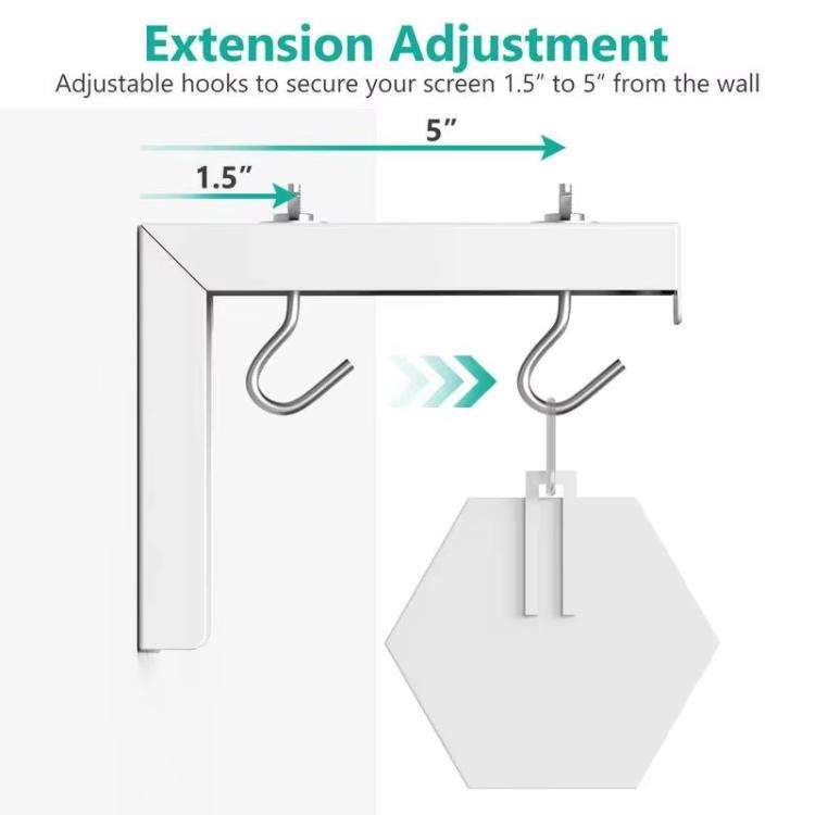 Universal Projector Screen Ceiling Mount Wall Hanger L-shaped Adjustable Bracket(White)