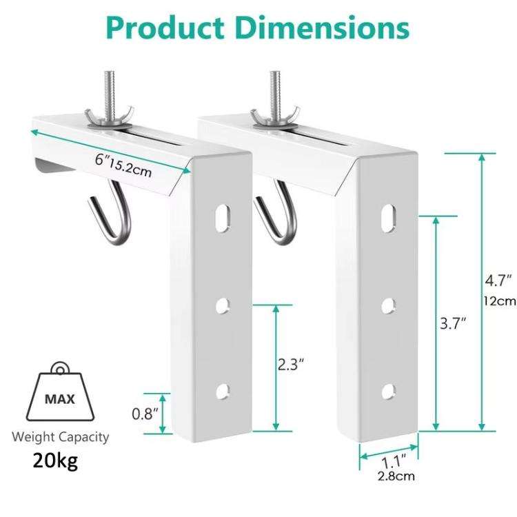 Universal Projector Screen Ceiling Mount Wall Hanger L-shaped Adjustable Bracket(White)