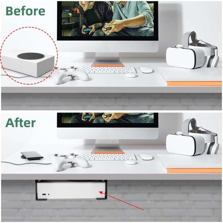 For Xbox One S / X, Xbox 360 Under Desk Storage Stand Rack(Black)