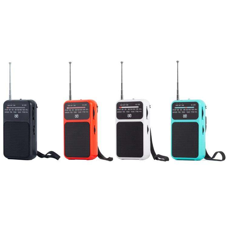 W-209 Mini Portable Rechargeable / Battery Dual-mode Powered Pointer FM Radio with Flashlight(Blue)