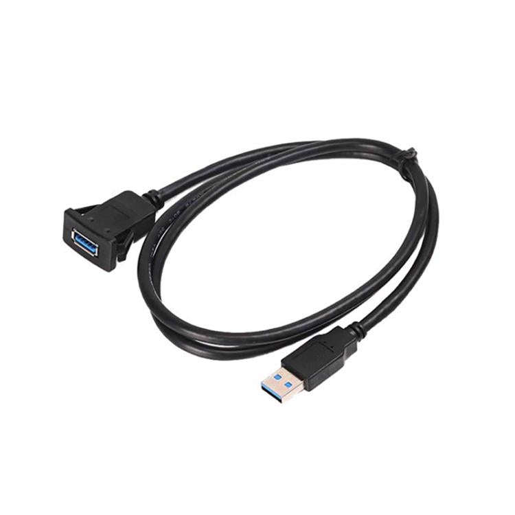 1m Square Snap-On USB3.0 Compatible 2.0 Car Boat Motorcycle Instrument Panel Extension Cable