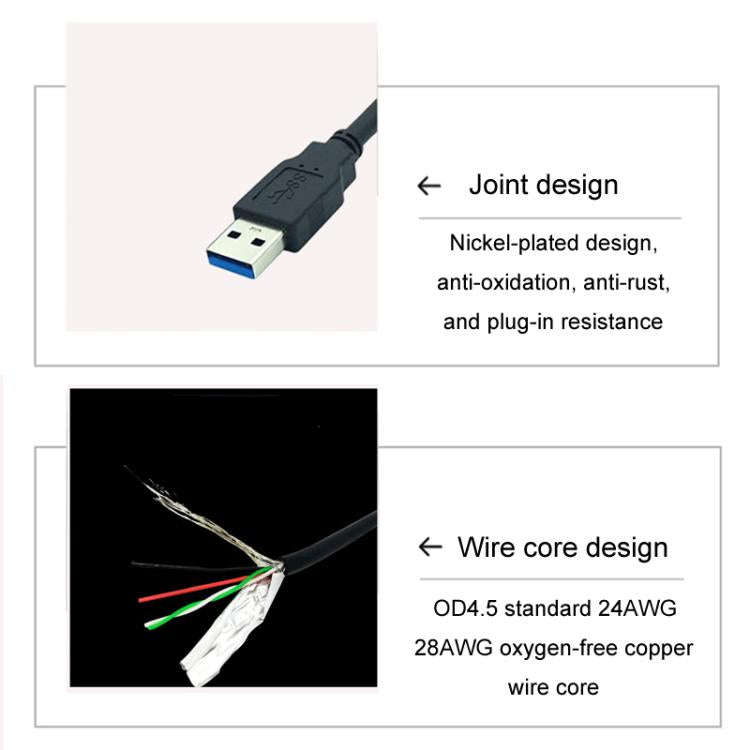1m Square Snap-On USB3.0 Compatible 2.0 Car Boat Motorcycle Instrument Panel Extension Cable
