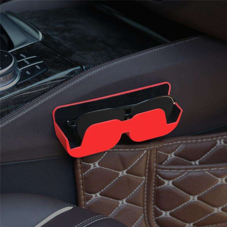Adhesive Car Glasses Case Car Dashboard Card Storage Rack(Red)