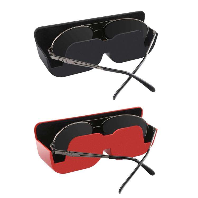 Adhesive Car Glasses Case Car Dashboard Card Storage Rack(Red)