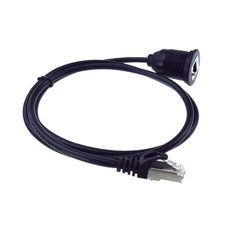1m RJ45 CAT5e Ultra Category 5 Cable Round Single Port Male To Female Car Waterproof Cable