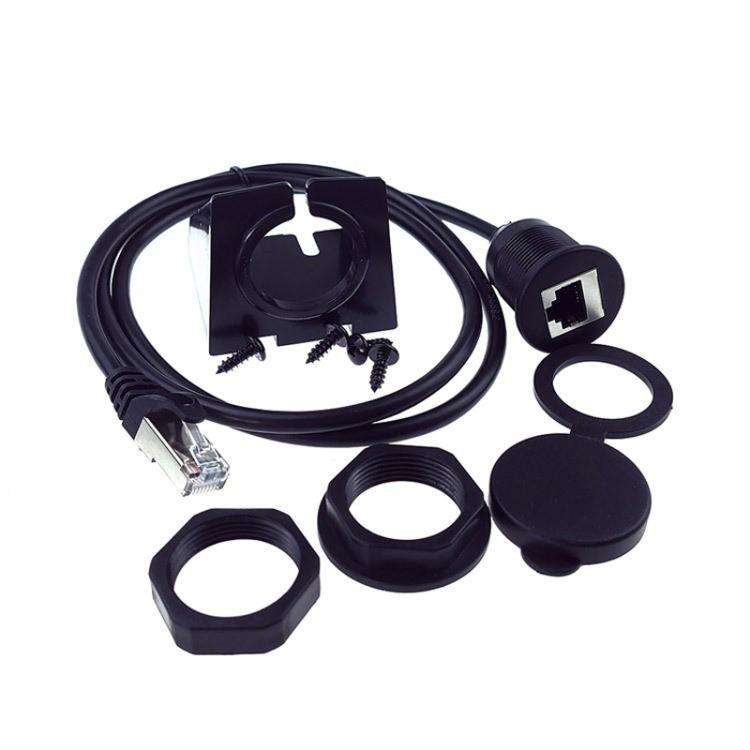 1m RJ45 CAT5e Ultra Category 5 Cable Round Single Port Male To Female Car Waterproof Cable