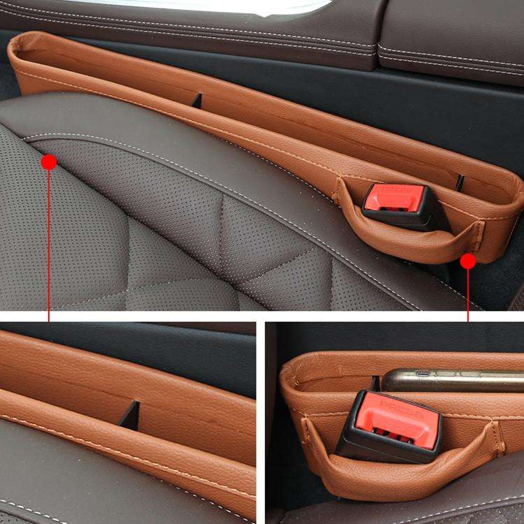 4207 1pair Universal Car Gap Storage Box Interior Decoration Supplies Car Storage Box(Brown)