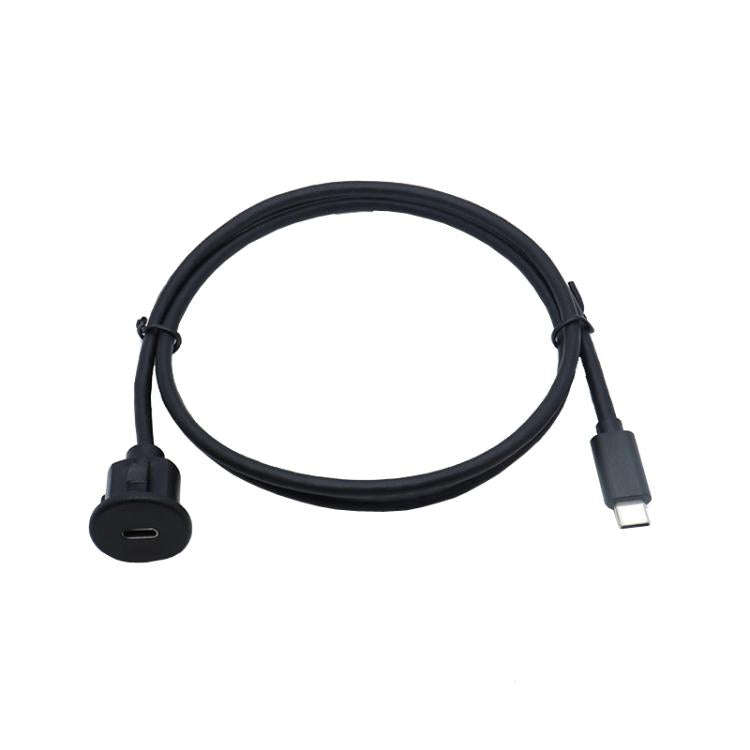 1m Type-C 3.0 Compatible 2.0 USB C Car Waterproof Cable Panel Data Extension Cord