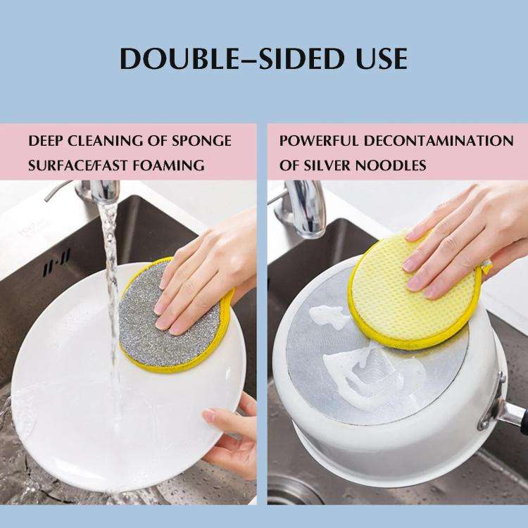 10pcs /Pack Double Side Dishwashing Sponge Non-Scratch Scrub Cleaning Tool(Random Color Delivery)