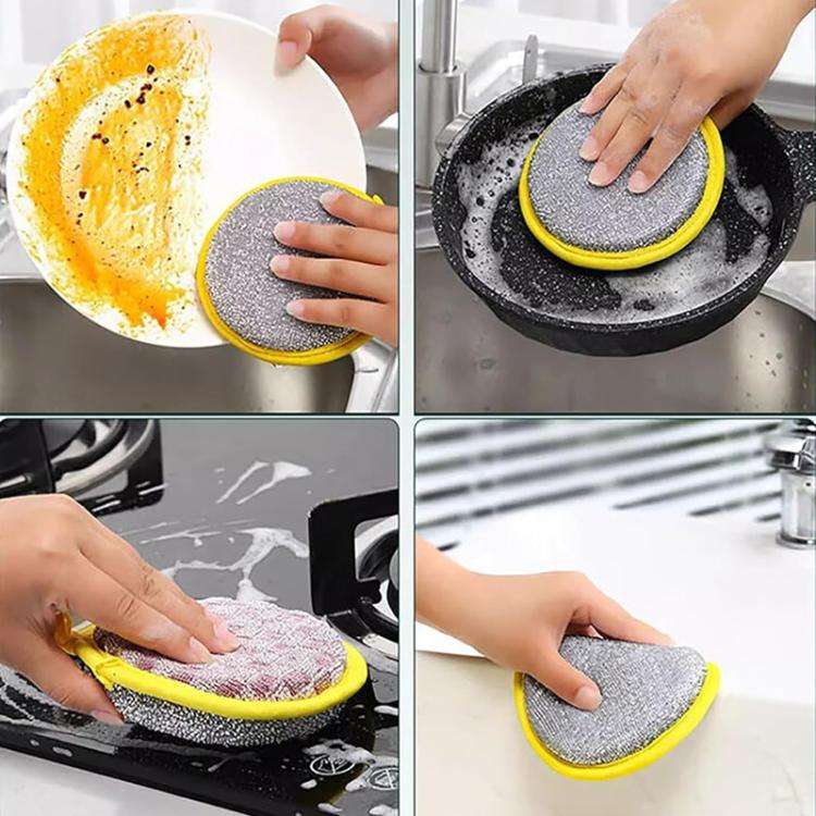 10pcs /Pack Double Side Dishwashing Sponge Non-Scratch Scrub Cleaning Tool(Random Color Delivery)