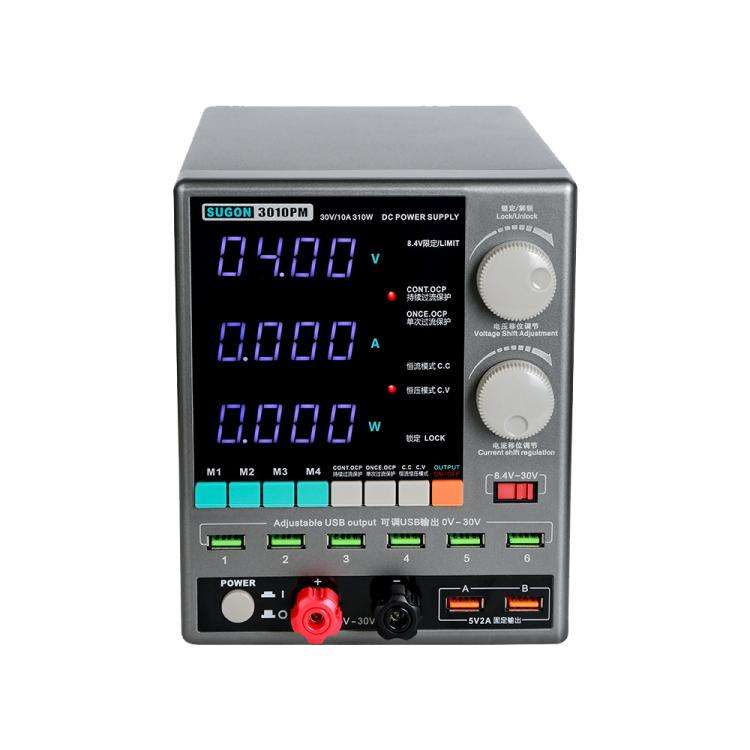 SUGON 3010PM 150W 30V 10A 4 Digital Display Cell Phone Repair Power Meter EU Plug