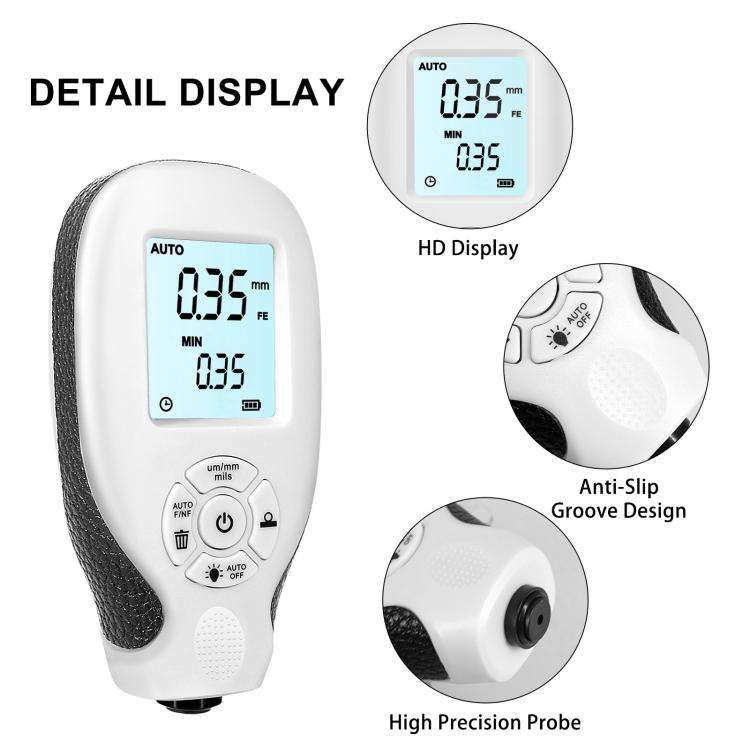 High-Precision Anti-Slip Paint Coating Thickness Gauge(White)