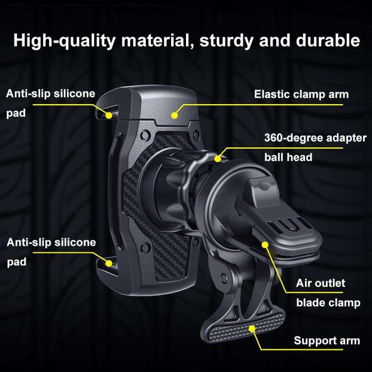 Car Air Conditioning Outlet Anti-shake Rotating Navigation Mobile Phone Holder(Carbon Fiber Black)