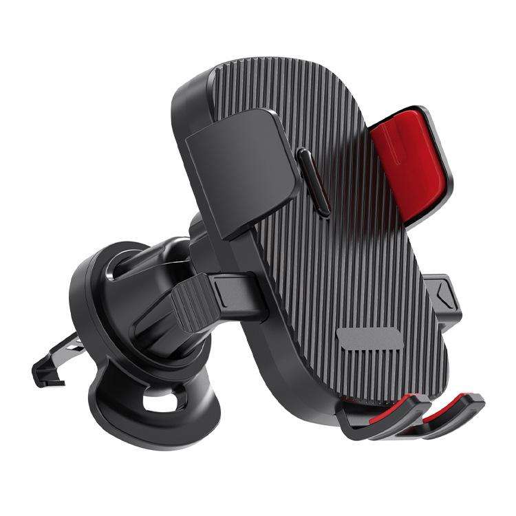 360-degree Rotating Car Air Outlet Telescopic Hook Press Automatic Lock Phone Holder(Black Red)