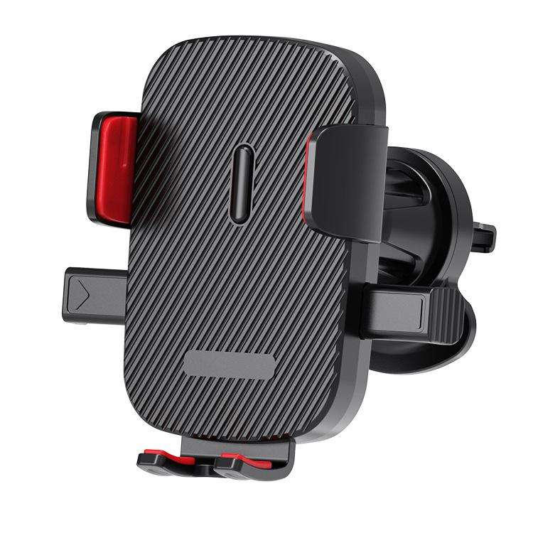 360-degree Rotating Car Air Outlet Telescopic Hook Press Automatic Lock Phone Holder(Black Red)