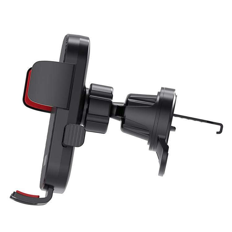 360-degree Rotating Car Air Outlet Telescopic Hook Press Automatic Lock Phone Holder(Black Red)