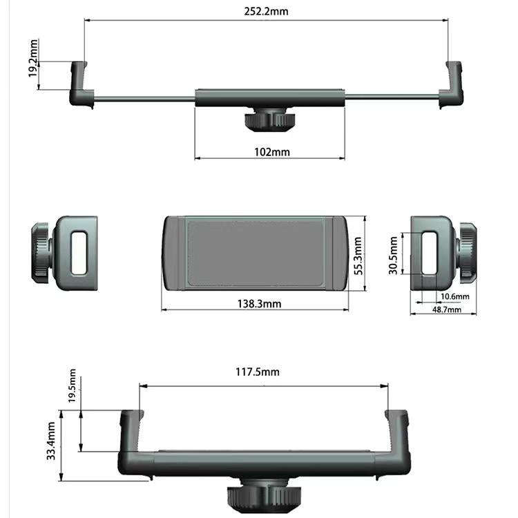 6-15 inch Mobile Phone Tablet Live Fixing Clamp Widened Double-pull Additional Clamp, Color: 08 B...