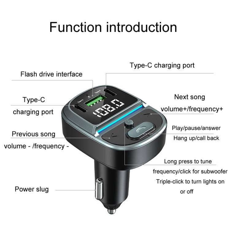 GZ07 Car Voltage Digital Display Fast Charger Vehicle MP3 Bluetooth Player