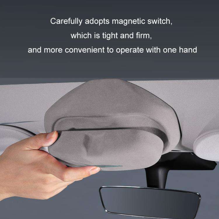 For Tesla Suede Leather Glasses Storage Box, Model: 2024 Model 3 Black
