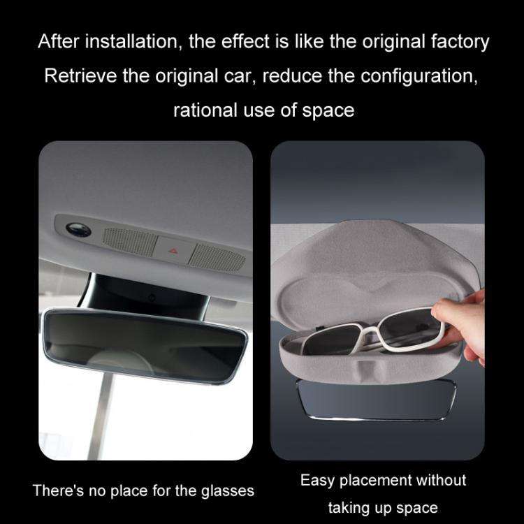 For Tesla Suede Leather Glasses Storage Box, Model: 2024 Model 3 Black