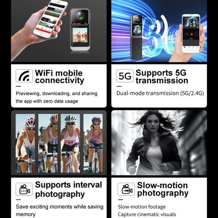 SOOCOO SAW1 With 64G Memory Card 4K HD Anti-Shake Waterproof Motorcycle Riding Recorder Chest Hea...