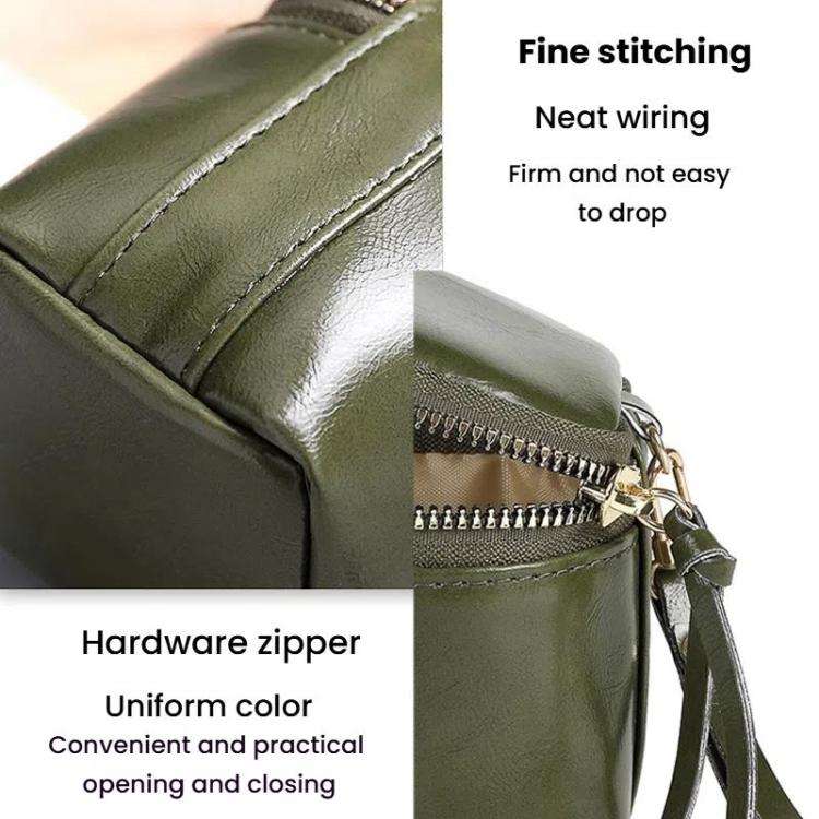 Oil Wax PU Leather Portable Bucket Bag Mini Retro Lipstick Earphone Bag Small Objects Storage Coi...