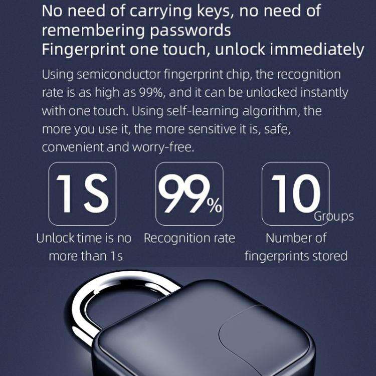 Anytek L3+ Graffiti Smart Fingerprint Padlock Waterproof Electronic Lock
