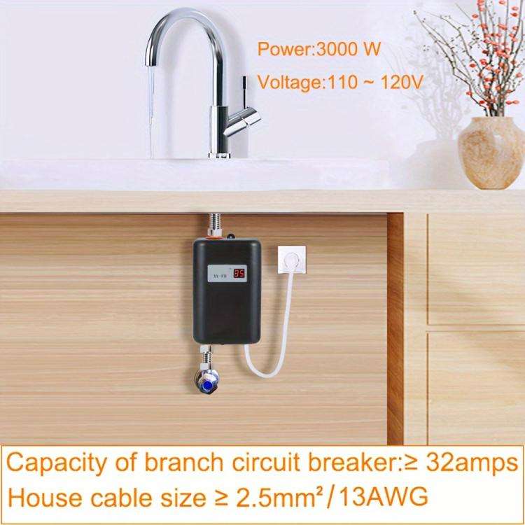 3000W Small Tankless Electric Water Heater For Kitchen Bathroom AU Plug(Gold)