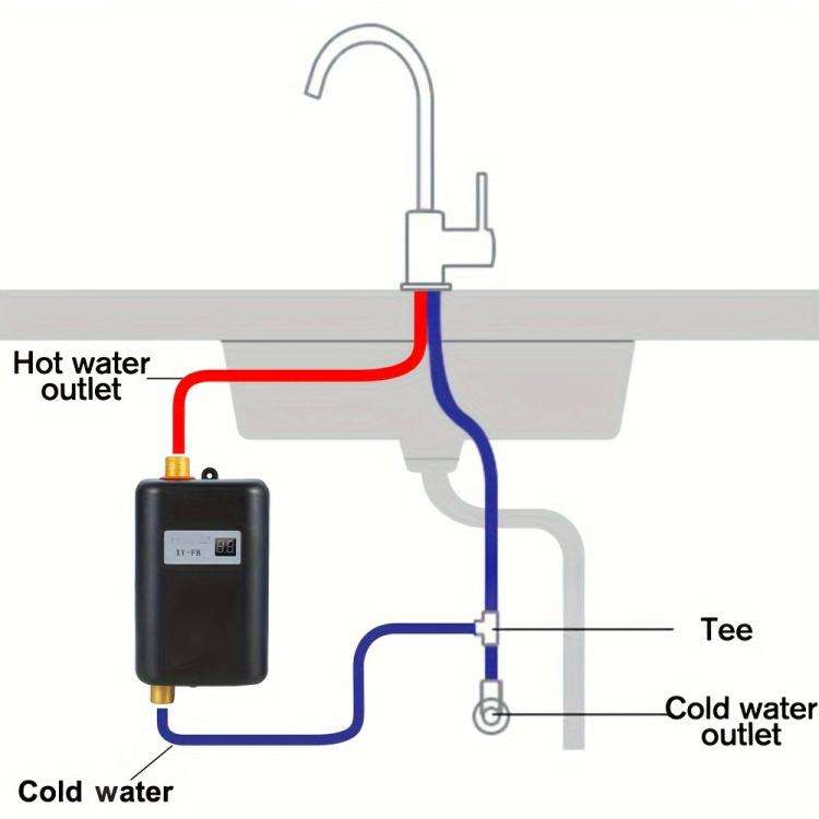 3000W Small Tankless Electric Water Heater For Kitchen Bathroom AU Plug(Gold)