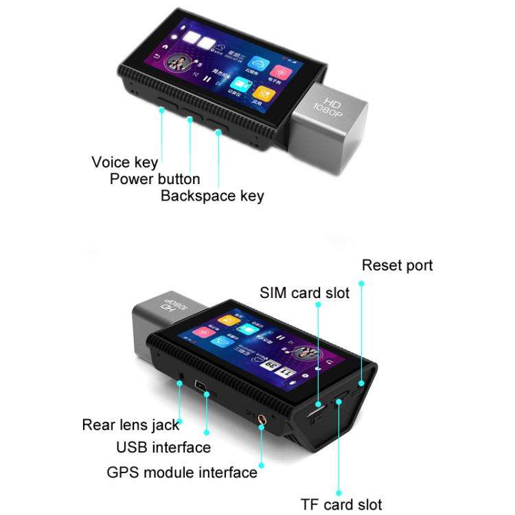 International Version AI Operation 4G Night Vision Remote Monitoring Driving Recorder(Front + Ins...