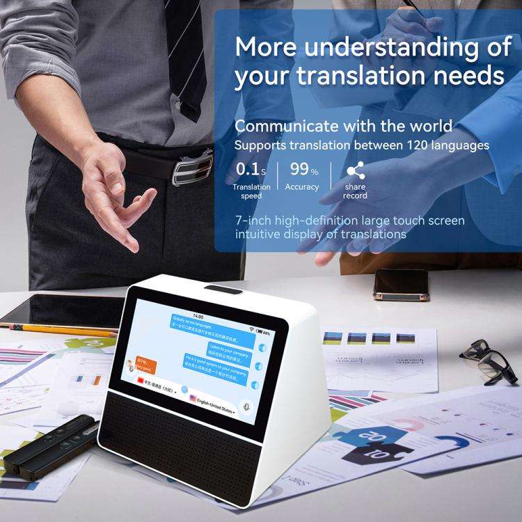 X7 7-inch HD Touch Dual-screen 2.4 / 5.0G Business Intelligent Voice Translator, Color: with US Plug