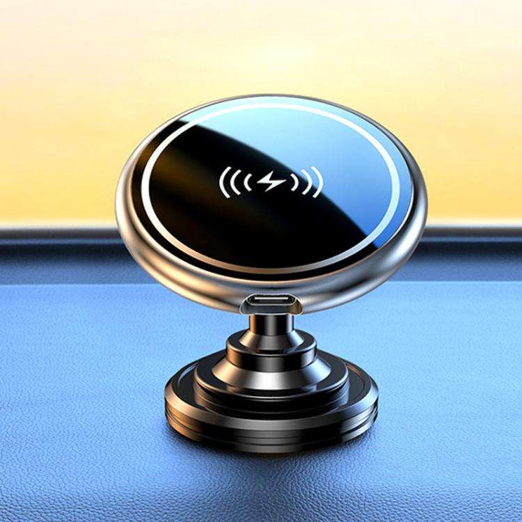 15W Car Magnetic Wireless Charging Phone Holder Alloy Base, Spec: Adhesive Silver