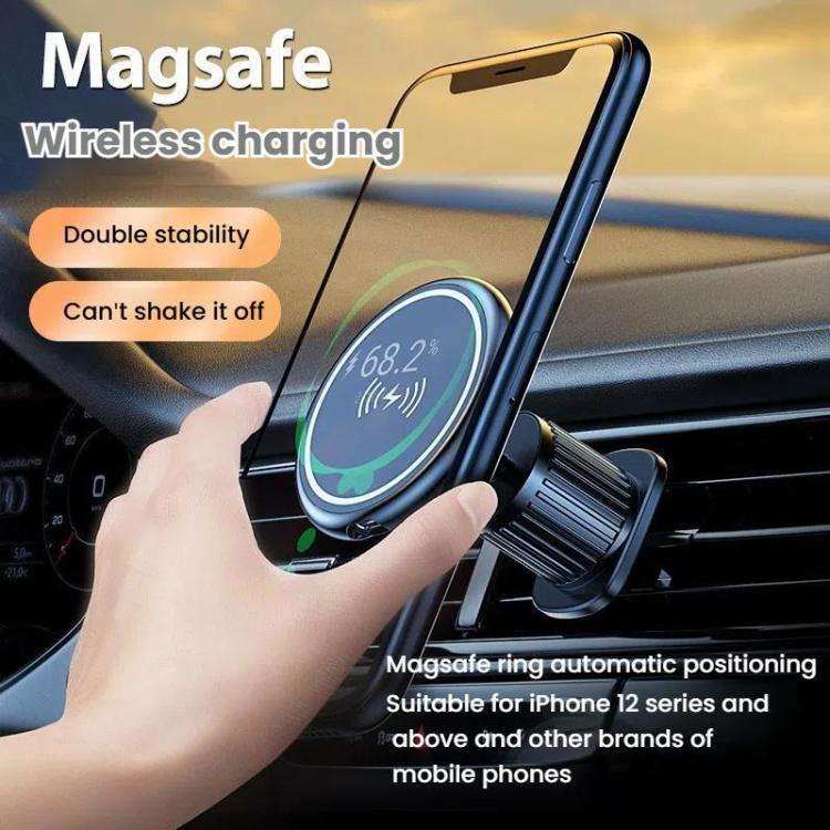 15W Car Magnetic Wireless Charging Phone Holder Alloy Base, Spec: Adhesive Silver