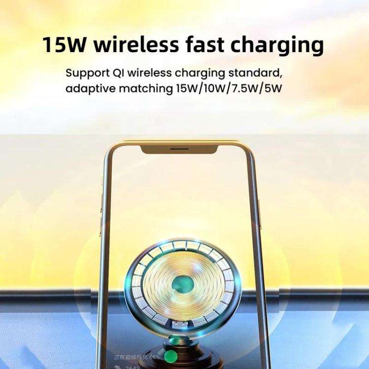 15W Car Magnetic Wireless Charging Phone Holder Alloy Base, Spec: Adhesive Silver