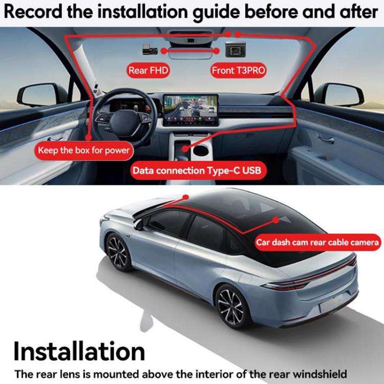 Anytek T3 PRO 2 inch 2K HD Night Vision Car Recorder Hidden Car Camera Front & Rear Dual Recordin...